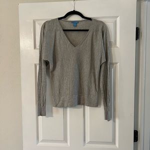 White + Warren Cashmere Fitted Sweater Gray Size Small